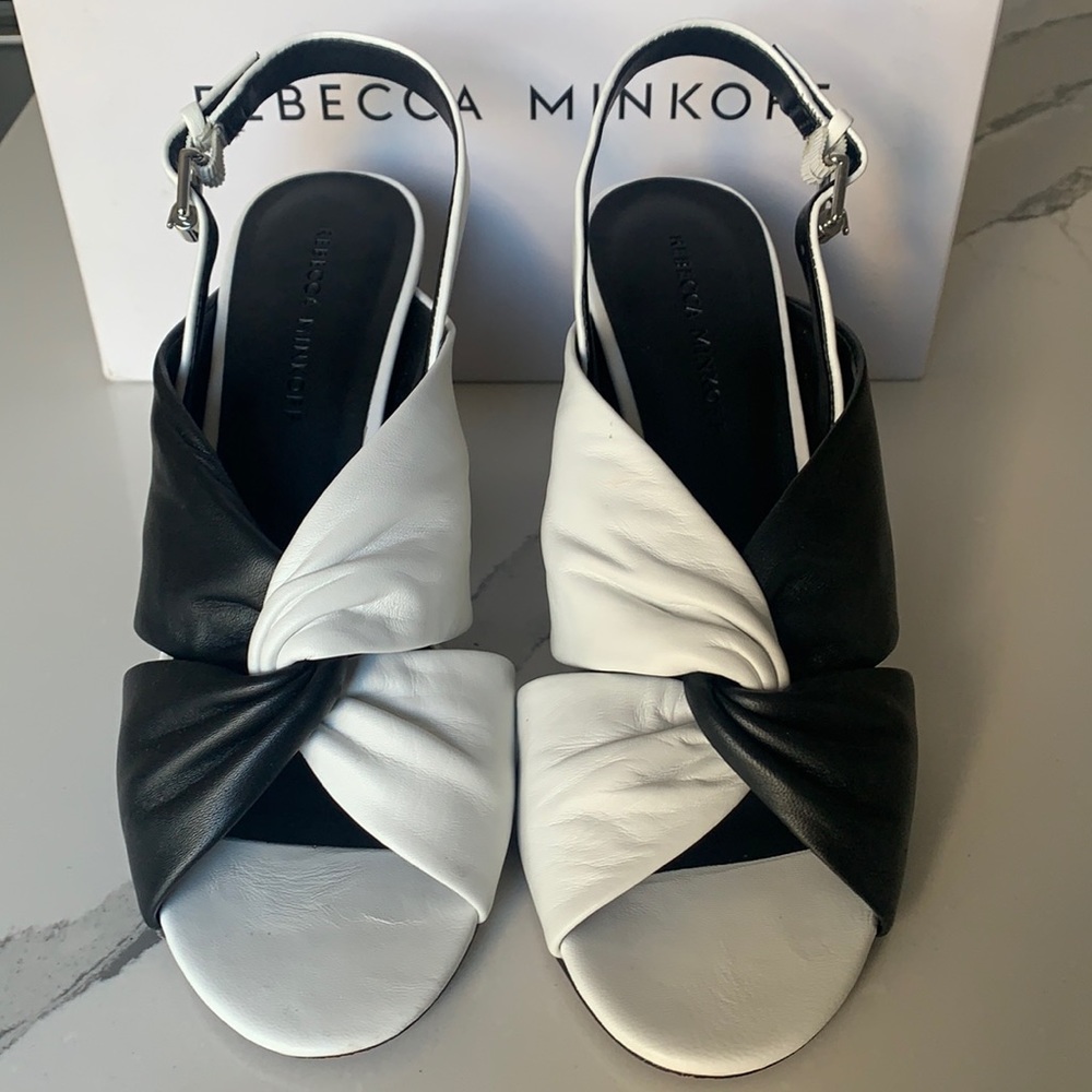 Rebecca Minkoff black and white leather heels size 7